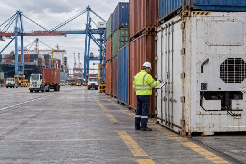 Smart container tracker inspection at a container terminal