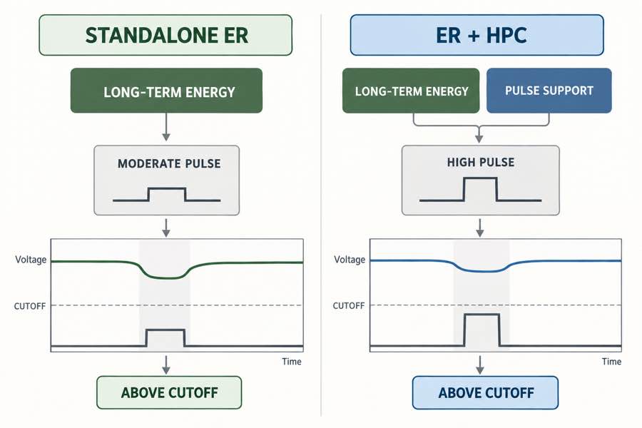 Standalone ER and ER plus HPC loaded voltage comparison