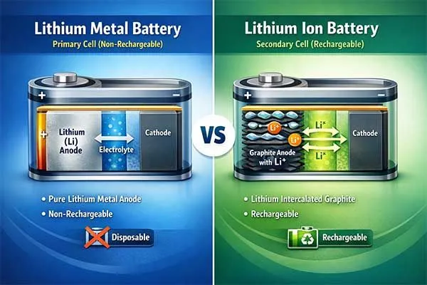 lithium ion vs lithium metal battery difference