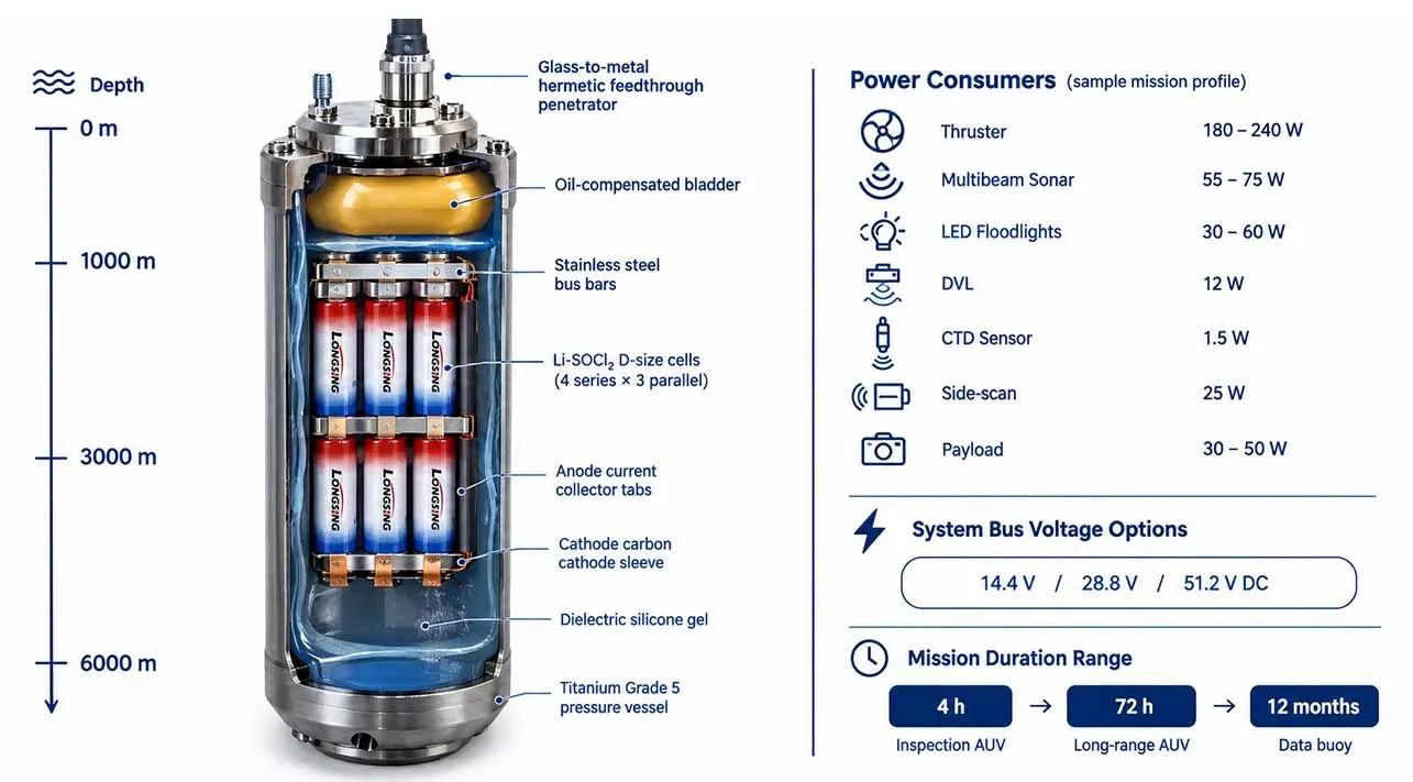 subsea 24V lithium thionyl chloride battery Illustrated Guide to Deep-Sea Underwater Battery System Technology