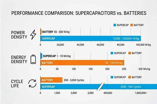 capacitor vs battery performance comparison