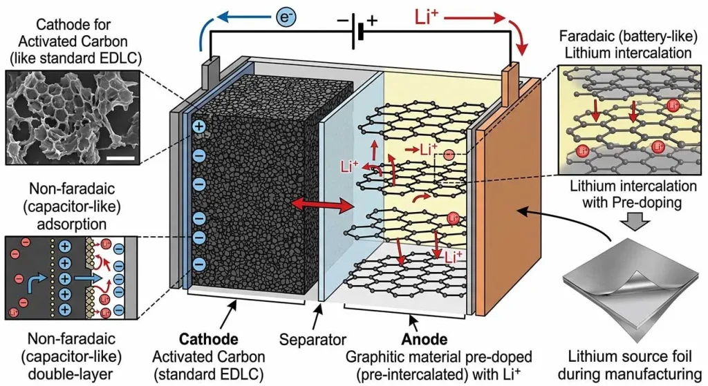 raw materials inside LIC capacitor structure