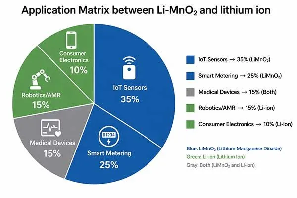 Application Matrix between Li-MnO2 and lithium ion