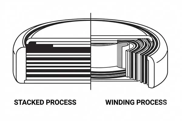 stacked vs winding on lithium battery button cell