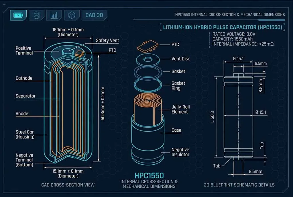 HPC linear working structure and physical dimensions
