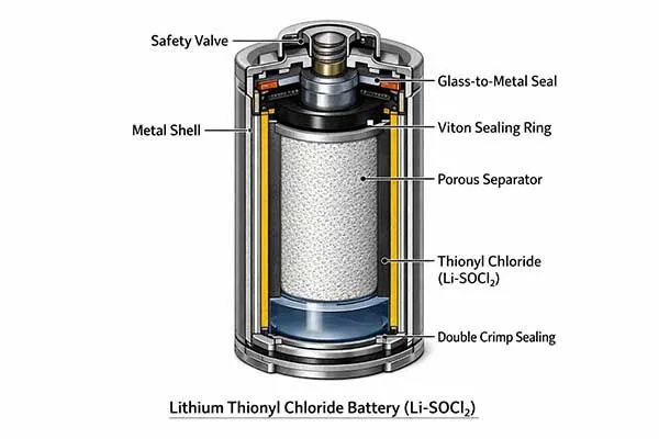 thionyl chloride battery structure from li-socl2 battery manufacturer
