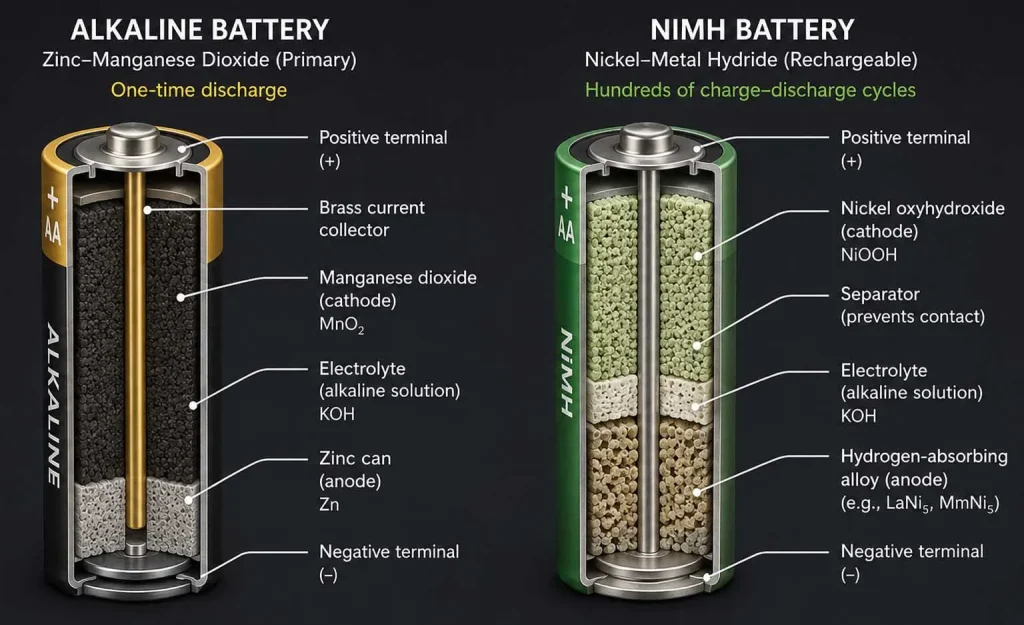alkaline battery vs nimh battery in design architecture diagram