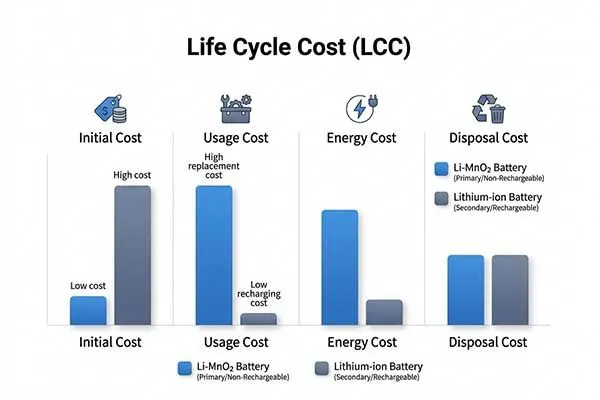 Lifecycle cost analysis between Lithium Manganese Dioxide vs Lithium-Ion Batteries