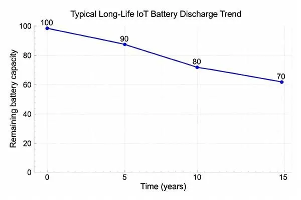 typical long life iot battery discharge trend