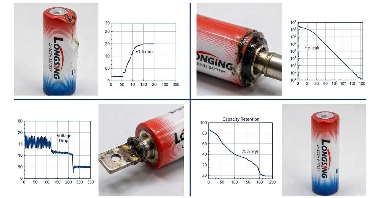 marine grade Li-SOCl2 battery cell failure data view