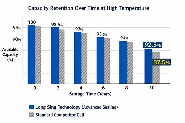 capacity retention after storage time