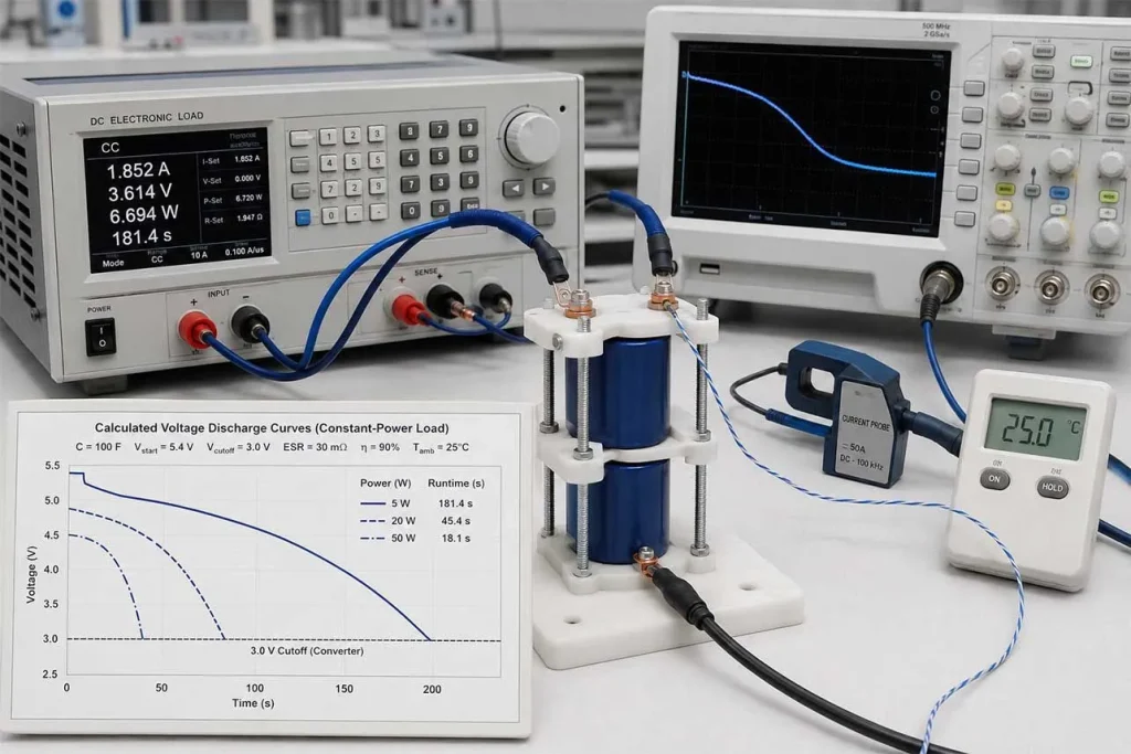 calculated voltage discharge curves between supercapacitor vs battery