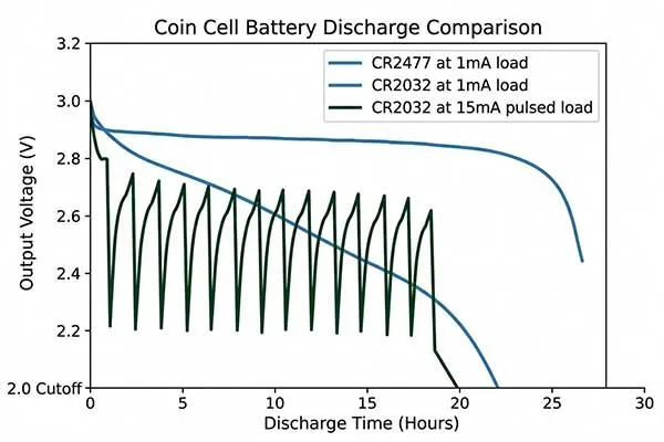 coin battery sizes under pulse discharge comparison