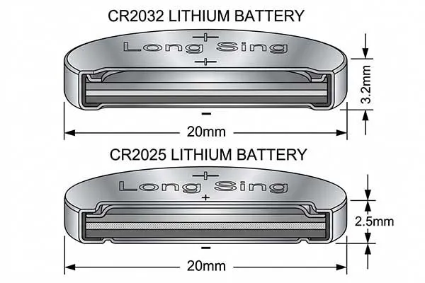 cr2032 vs cr2025 battery sizes