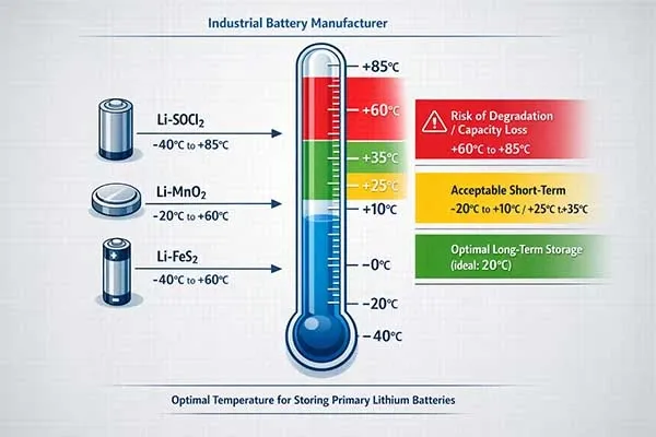 temperature for storing primary lithium battery